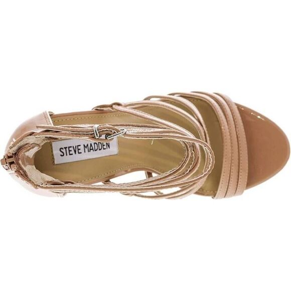 Steve Madden Flaunt Nude Patent Strappy Heels - Picture 4 of 5